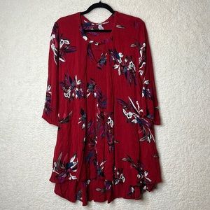 Jodifl Womens Mid Sleeve Red Floral Top SIZE MEDIUM